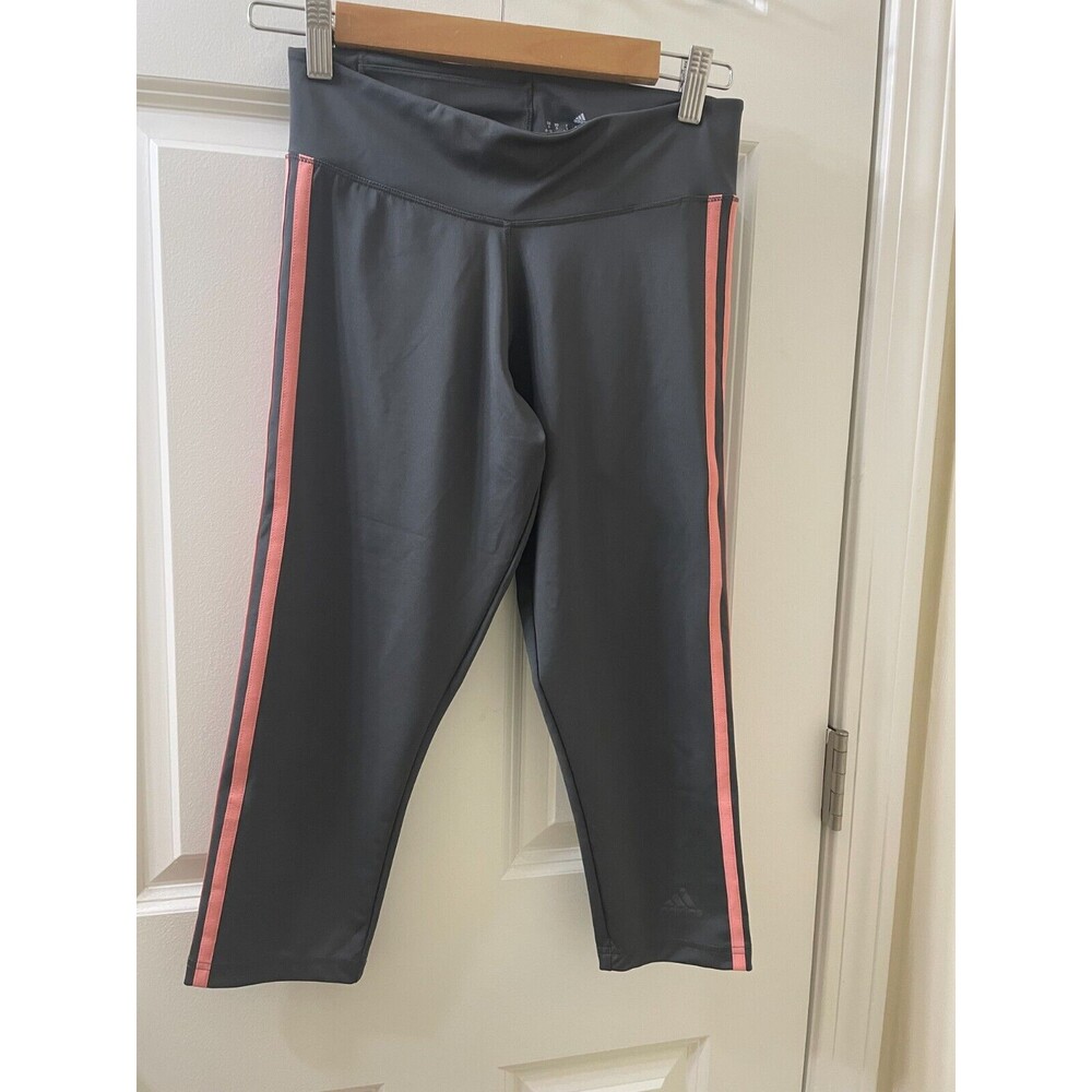 Women’s Adidas 3 Stripe Black SMALL Climalite Leggings HIDDEN POCKET 7/8